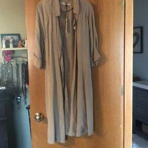 NWT beige long jacket with tie belt and pockets M